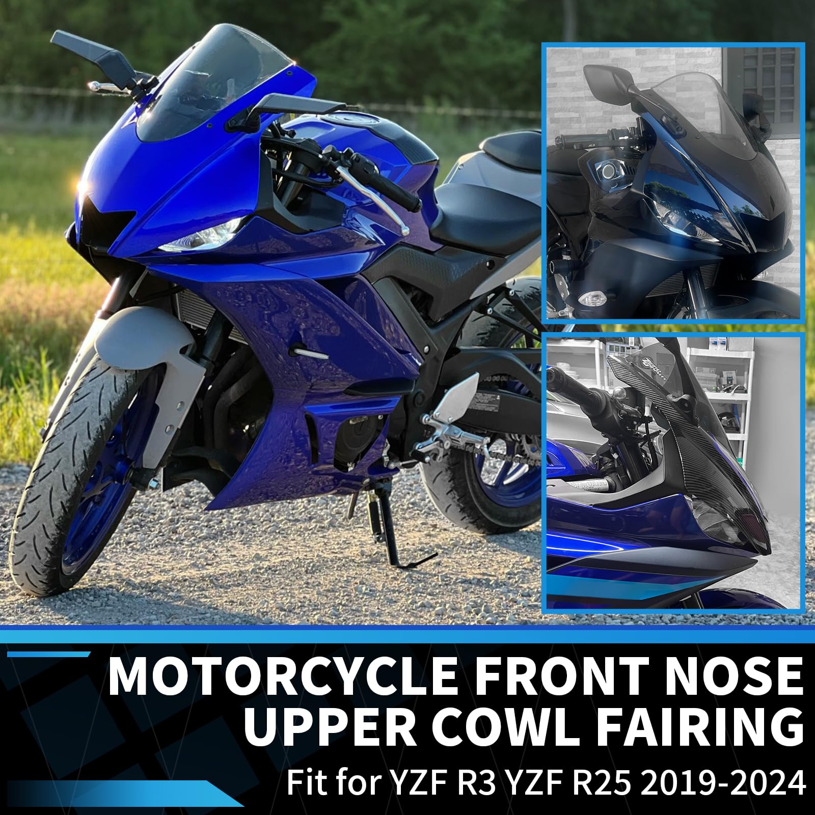 開封済 未使用品】YZF-R25 R-3 19-24年ノーズ アッパーカウル| ヤマダ